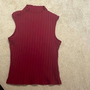 Maroon tank top with high neckline
